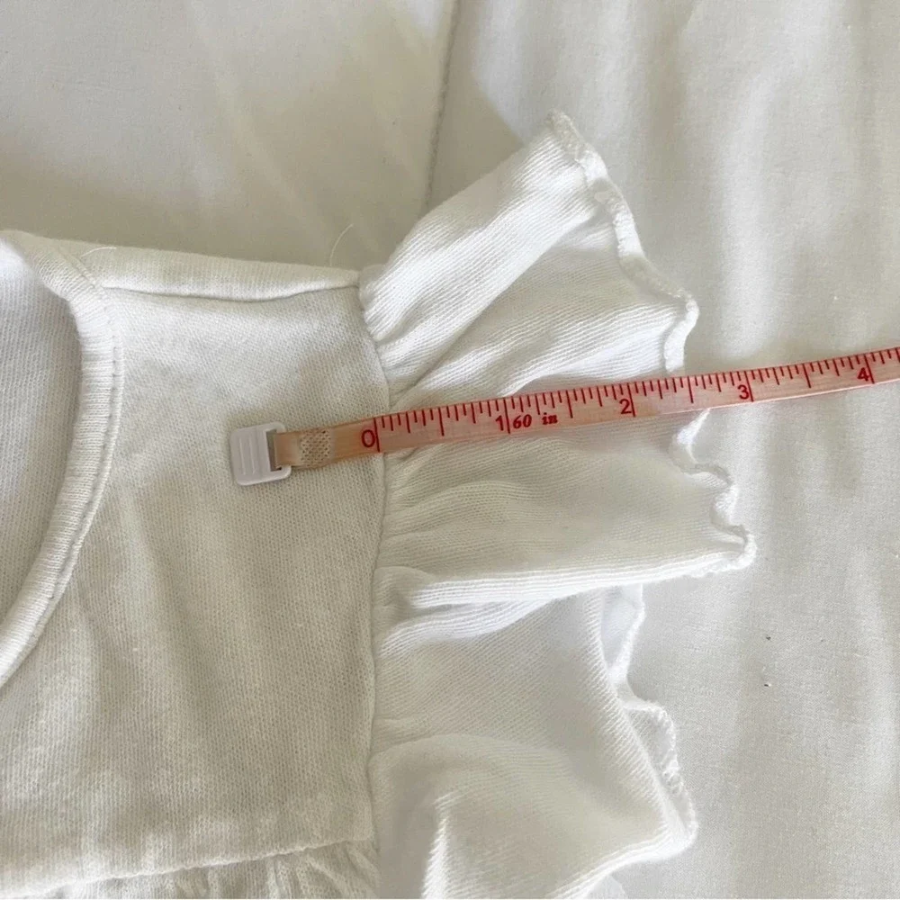 Chaser White Cotton Flutter Sleeve Tee Shirt Size Extra Small